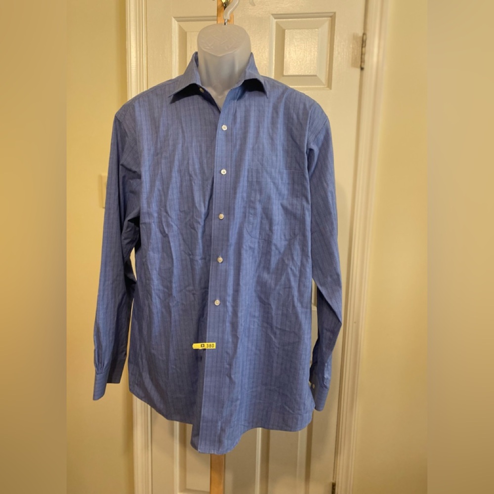 Brooks Brothers - Mens slate blue/white plaid button down shirt, Size: 16/35